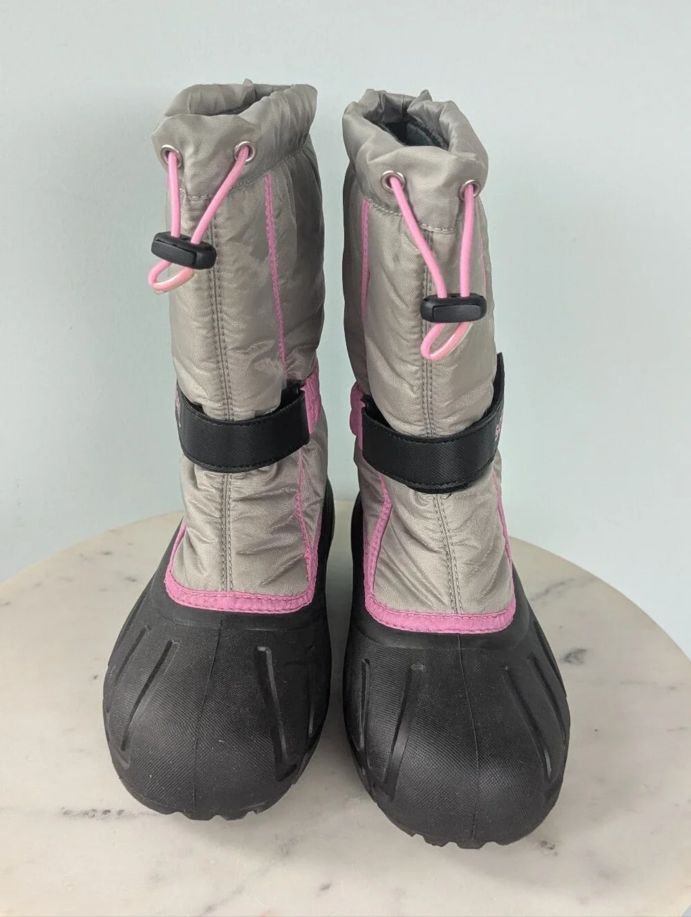Sorel Big Girls Flurry Pink & Gray Winter Waterproof Boots